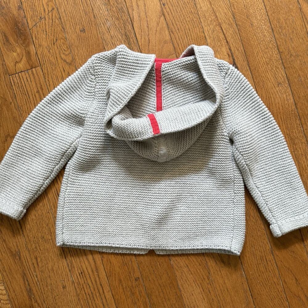 Mini Boden Knit Hooded Jacket Sweater Sz 12 to 18 Months Rainbow Farm Appliqué - Picture 4 of 7